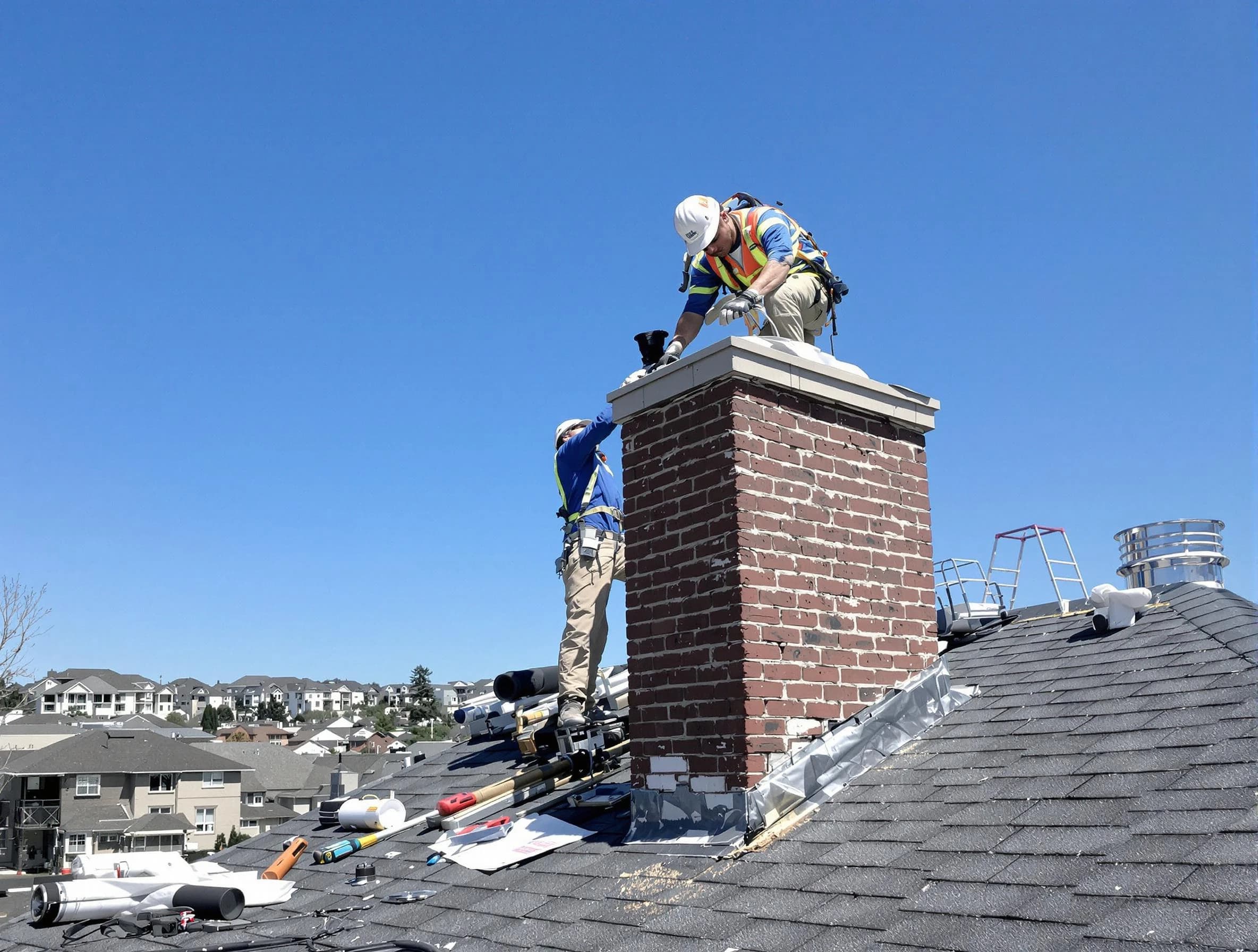 Coolidge Chimney Sweep repairing a chimney crown in Coolidge, AZ