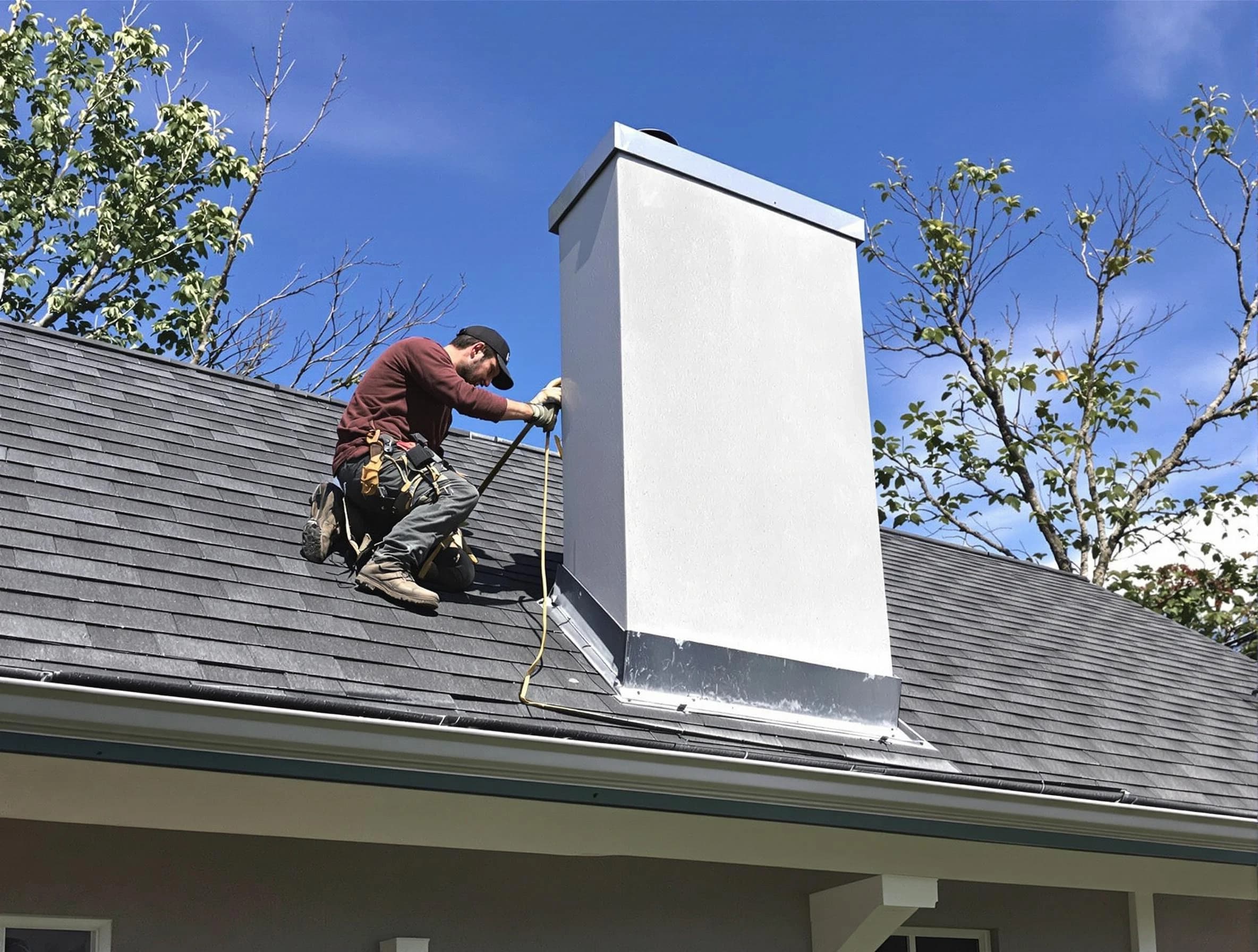 Coolidge Chimney Sweep team member finishing chimney construction in Coolidge, AZ