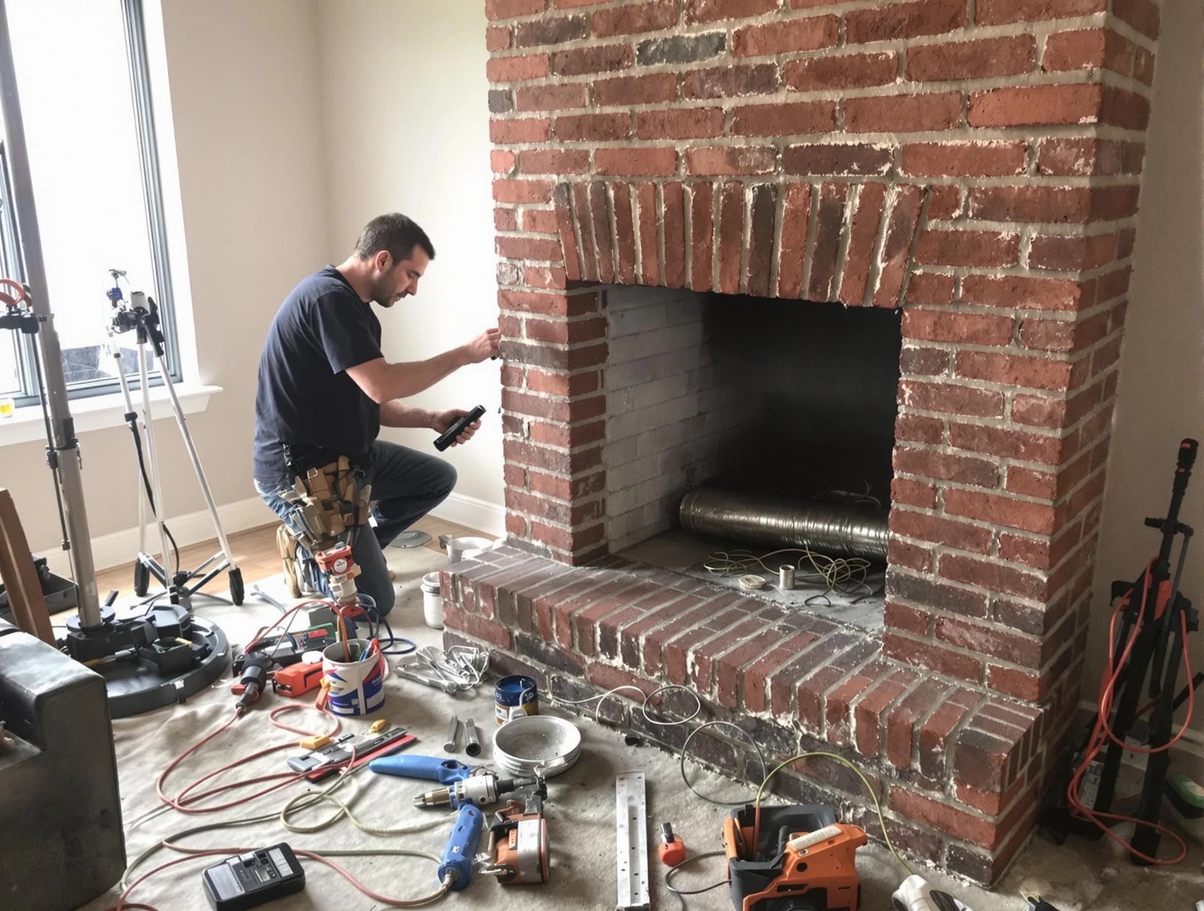 Coolidge Chimney Sweep specialist finalizing chimney liner service in Coolidge, AZ